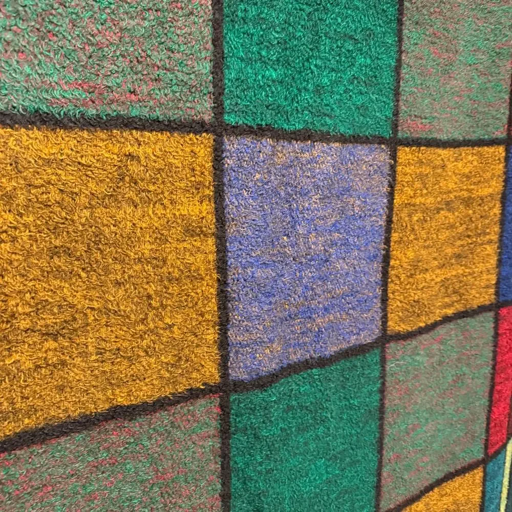 Vtg Biederlack stained glass window throw blanket - multicolored window pane